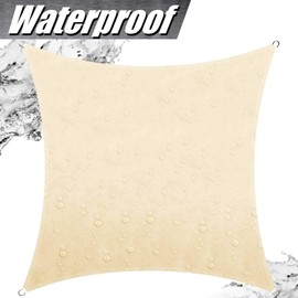 ColourTree 9.5' x 9.5' Beige Square Waterproof Sun Shade Sail Canopy Awning Shelter Fabric Screen, 95% UV Blockage UV & Water Resistant, for Outdoor Patio Garden Carport (We Make Custom Size)