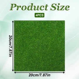 Aeaocvo 4 Pieces Artificial Grass for Crafts 20 x 20 cm Miniature Moss for Crafts, Artificial Grass Miniature Garden, Artificial Lawn for Miniature Ornament, Garden, Dollhouse