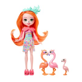 Enchantimals Dolls - Sunshine Beach Florinda Flamingo Doll, Friend Twig and 2 Friends Figures, Small Doll with Removable Skirt and Accessories, Gift for Children, HRX85