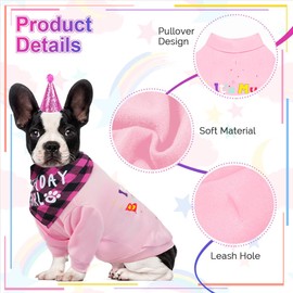 GreenJoy Dog Birthday Party Outfit Decoration Set Supplies - Birthday Bandana, Sweater & Party Hat Gift for Small, Medium & Extra Large Dogs Girl and Boy (Medium, Birthday Pink)