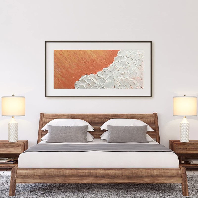 Ceramic Table Lamps Set of 2, White Modern Bedside 25"