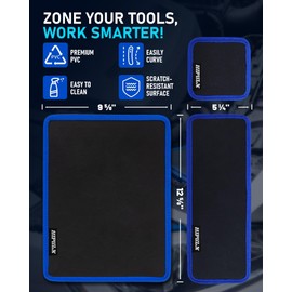 HIPULX Magnetic Tool Mat Set, 4 Magnetic Pads, 40LB Tool Pad with Telescoping Magnetic Pickup Tools & Inspection Mirror, Tools Organizer for Garage, Workshop & Auto Repair