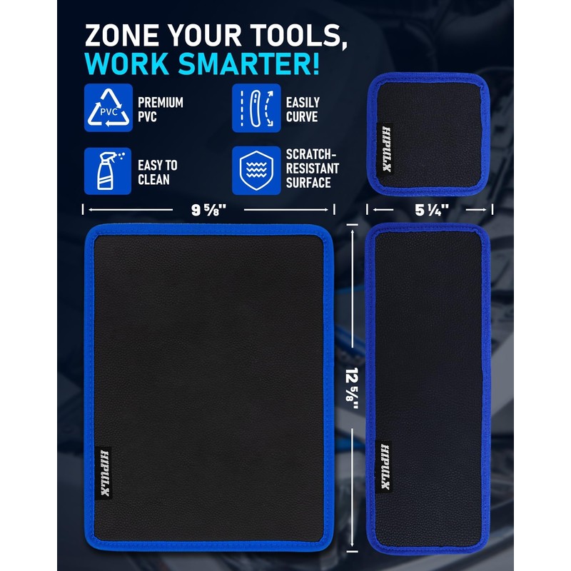 HIPULX Magnetic Tool Mat Set, 4 Magnetic Pads, 40LB Tool