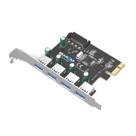 BRAINZAP PCI-Express 3.0 x1 4-Port USB 3.2 Gen1 / USB 3.0 Adapter Card Expansion Card PCI-E PCIe PC VIA VL805