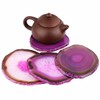 Shanxing Pink Crystal Agate Coasters Set of 2, Agate Slice