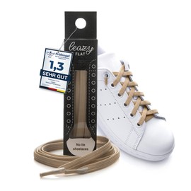 leazy Flat Elastic Shoelaces XL: (up to 7 eyelets per side, beige), beige