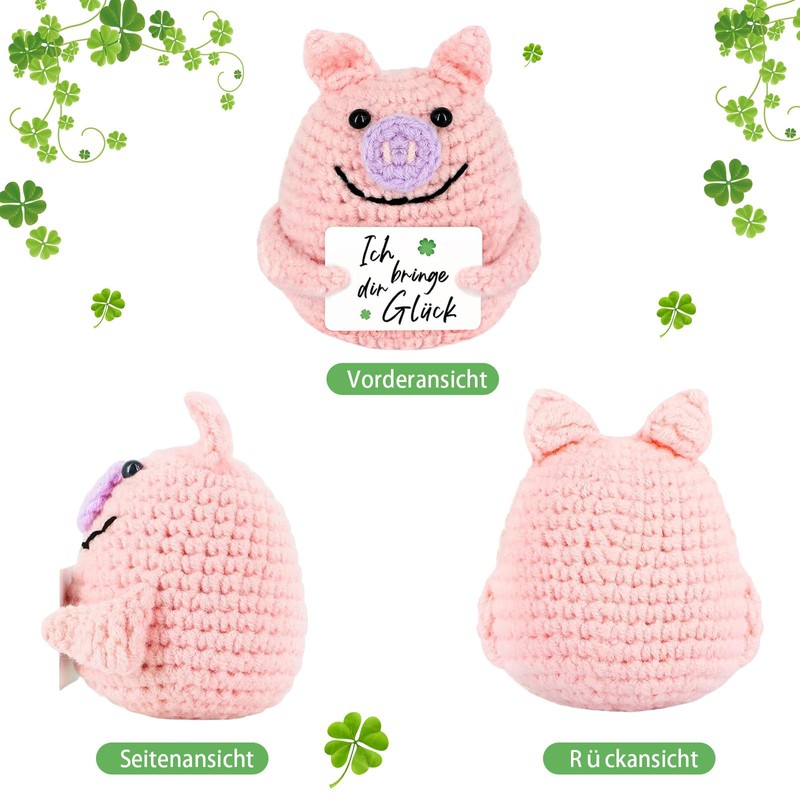 ZHTLTHZ Pocket Hug Lucky Pigs, Creative Knitting Wool, Mini Pig