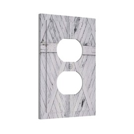 White Door 1 Gang Outlet Covers Duplex Receptacle Wall Plate Decorative Electrical Faceplate Switchplates for Country Bedroom Decorate 5" x 3 Large Size