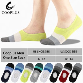 COOPLUS Mens No Show Socks Cotton Low Cut Non Slip Casual Socks Invisible Flat Boat Socks (8 Pairs)