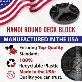 USA Made Original Round Foundation Block (10-Pack) – Durable Deck Support & Floating Shed Platform Base – 100% Recyclable Pedestal for Pier, Post & Beam Construction