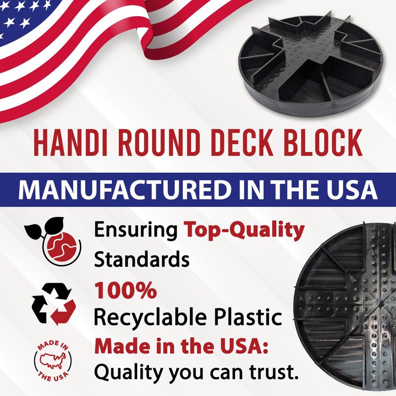USA Made Original Round Foundation Block (10-Pack) – Durable Deck
