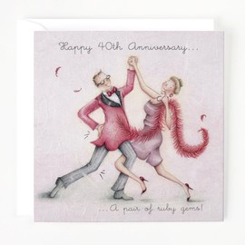 Berni Parker 40th Wedding Anniversary Card - A pair of ruby gems
