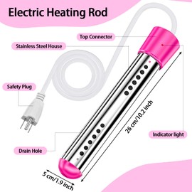 Treela 2 Pcs Immersion Water Heater Pool Heater for Above Ground Portable Electric Heater Submersible Hot Tub Heater with 304 SS Bathtub Bucket Basin Pool Heat 5 Gallon Water in Minutes(Pink, 1500W)