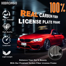 Real Carbon Fiber License Plate Frame, 100% Pure Carbon Fiber Frame, Black License Plate Holder Cover, Universal Car Tag Frame for Men/Women Gift - 1 Pack 4 Hole