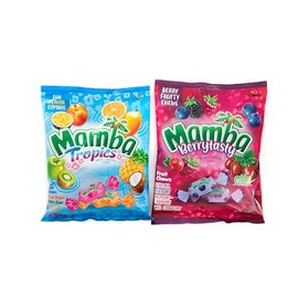 Mamba's-Fruit Chews Variety Pack 3.52oz each, Mamba-Tropics & Mamba-Berrytasty Flavor, 2 Pack.