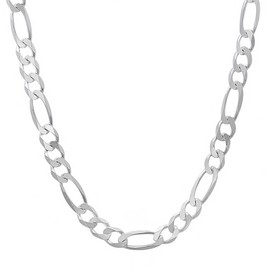 Women's 4mm Solid .925 Sterling Silver Flat Figaro Choker Chain Necklace, 16 inches