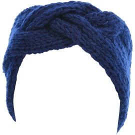 Hand By Hand™ Women's Solid Cable Knitted Headband Headwrap Comfortable [Navy](One Size)