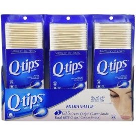 Q-tips Cotton Swabs 3 Packs of 625 Count