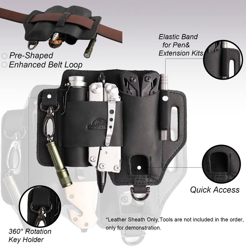 Topstache Leather Multitool Sheath,EDC Belt Organizer for Work and Daily