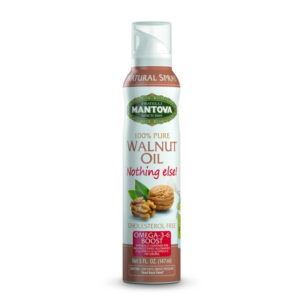 Mantova Walnut Oil, 100% Pure Cooking Spray with Omega-3, perfect for Keto snacks, grilling, baking, or seasoning for cooking, our oil dispenser bottle lets you spray, drip, or stream with no waste, 5 oz