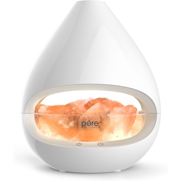 Pure Enrichment PureGlow Crystal - Original 2-in-1 Himalayan Salt Lamp & Ultrasonic Essential Oil Diffuser with Aromatherapy, 100% Pure Himalayan Salt, 5 Light Settings, 160ml Tank Lasts Up to 16 Hr