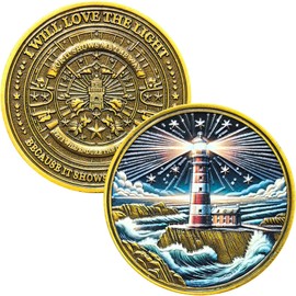 Lighthouse Challenge Coin - Motivational & Inspirational Gift, 1.57-inch Metal Coin with Symbolic Design of Light and Hope