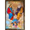 Santísima Trinidad 36”X24” Cuadro Rustico, Padre Hijo Y Espiritu Santo,