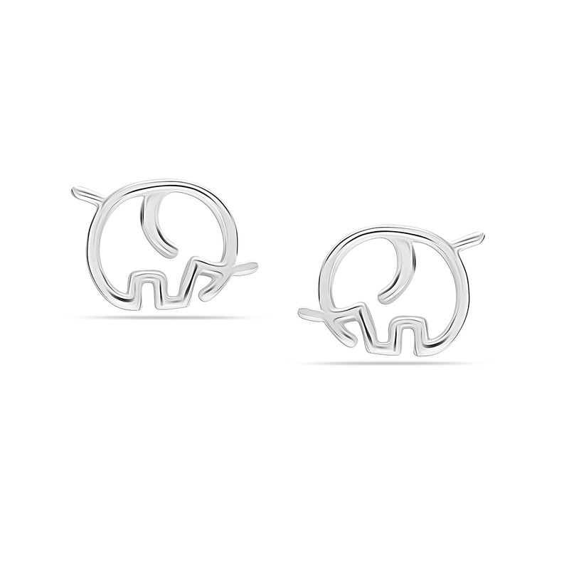 Charmsy 925 Sterling Silver Open Elephant Stud Earrings for Teen