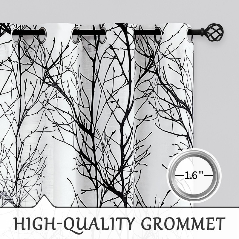 FMFUNCTEX Linen Semi Sheer Curtains for Bedroom, Black White Curtains
