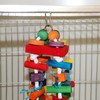 Bebochoi Parrot Toy Hanging Toy, Colourful Wooden Block Chewing Parrot