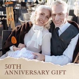 Leebbsin 50th Anniversary Wedding Wind Chime, Happy 50th Anniversary Romantic Gifts for Couple, Parents, Wife, Husband, Friends, Golden Anniversary Keepsake Gifts Ideas