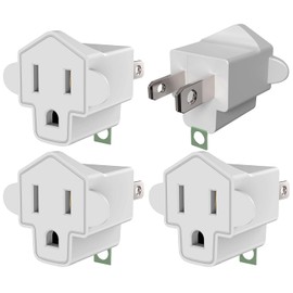 4 Pack ETL Listed Grounding Outlet Adapter, JACKYLED 3-2 Prong Adapter Converter, Portable Fireproof 392℉ Resistant Heavy Duty Wall Outlet Plug for Household Appliances Industrial