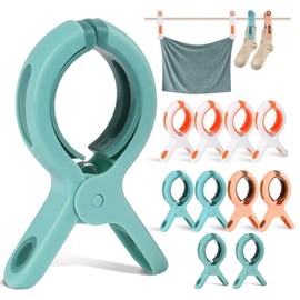 SinChic Beach Towel Clips, 10 PCS Windproof Non-Slip Plastic Towel Pegs, Large Strong Grip Clothes Pegs for Blanket Swimsuits Curtains