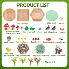 WEBEEDY 3 Sets Miniature Mushroom Zen Garden Set, Sand Craft Kit, Ocean Beach Sandbox Decorations, Mini Zen Garden Accessories for Home, Office, Desktop Decor, Unique Gift