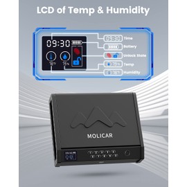 MOLICAR Gun Safe, Biometric Gun Safes for Handgun with LCD of Temp Humidity Battery, USB-C Port, Fingerprint Quick Access Pistol Safe for Home Bedside Nightstand Car