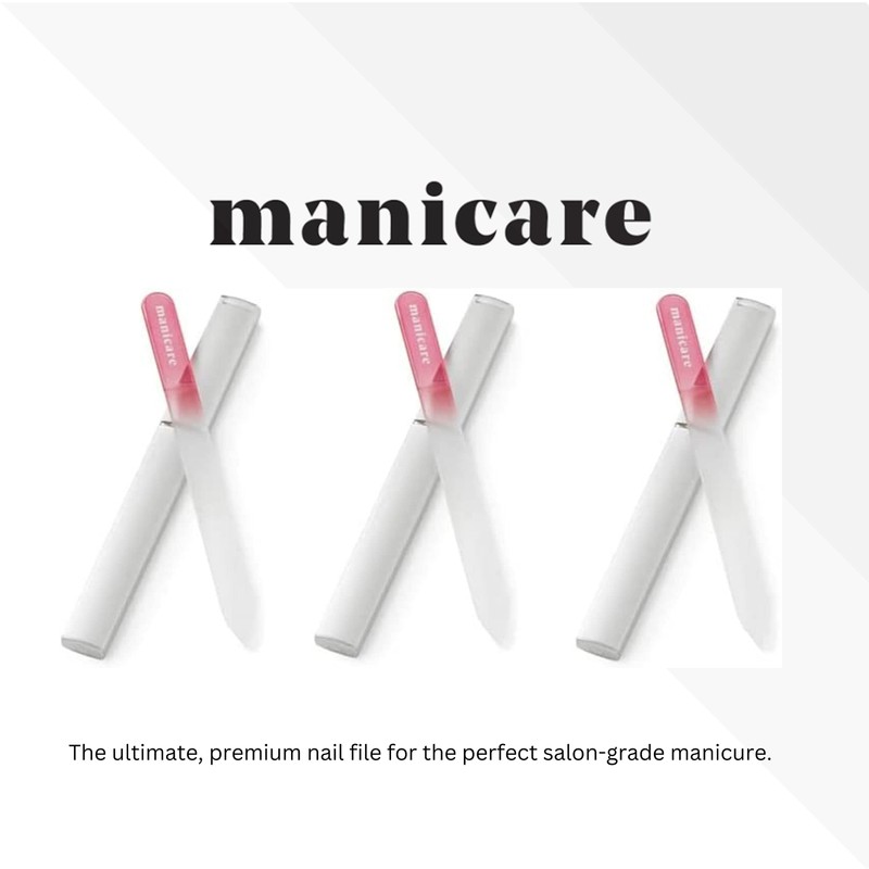 Manicare 3 Glass Nail Files, For Shaping And Styling Nails,