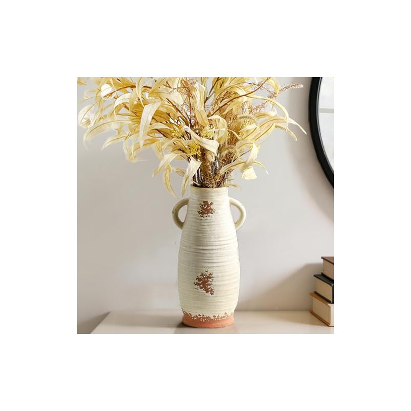 Florero de cerámica con asas, jarrón de 12.3 pulgadas de