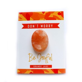 Orange Jade Crystal Worry Thumb Stone Meditation Spiritual Stress Relief Gift Birthday Stocking Filler Healing Energy Reiki Chakra