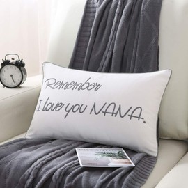 Sanmetex Nana Gifts - Nana Birthday Gifts with Quote Remember I Love You Nana Lumbar Pillow Cover 12 X 20 Inches, Great Nana Gifts from Grandkids for Mothers Day, Thanksgiving and Christmas.