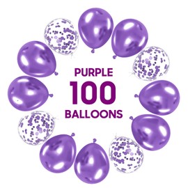 OWill 100pcs Purple Balloons 12 Inch Metallic Confetti Latex Balloons Deep Purple Party Balloons for Birthday Baby Shower Wedding Party Supplies Arch Garland Decoration