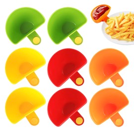 Haokelai 8Pcs Dip Clip Bowls for Plate, Plate Clip-on Holder, Spices Dip Container Bowl, Plastic Condiment Bowl, Dip Container Bowls, Dip Bowl Condiment Holder, for Any Sauces