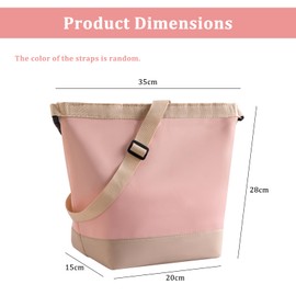 OMJMYY Large Insulated Lunch Bag for Women, Leakproof Cooler Tote with Adjustable Shoulder Strap, Reusable Cute Thermal Lunch Box for Work, Office, School, Picnic, Beach & Travel, Pink