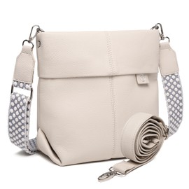 Myhozee Women's Shoulder Bag Medium Handbag with 2 Straps, Small Crossbody Bag PU Leather Shoulder Bag Women's Handbag Plain with Wide Strap for Women Beige