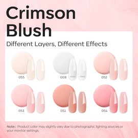 modelones Builder Nail Gel for Nails, 6 Colors Gel Builder 8-in-One, Jelly Nude Sheer Pink Hard Gel Builder Nail Polish Apex Building Nail Strengthener Extension Gel LED Nail Lamp Cured Color Base