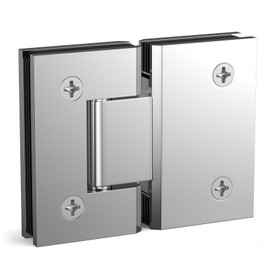 AatrixQuayn 180 Degree Glass Shower Door Hinges Heavy Duty Solid Brass Glass Shower Door Hinges for 5/16"(8mm) - 1/2"(12mm) Thickness Tempered Glass （Mirror Chrome, 1 Pack, 180 Degree