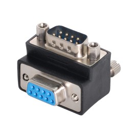 xiwai 90 Degree Down Angled 9 Pin RS232 Male to Female Nut Type Gender Changer Extension Adapter