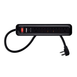 Monoprice Power & Surge - 6 Outlet Surge Protector Power Strip with Low-Profile Plug, 1000 Joules, 4 Feet, Black