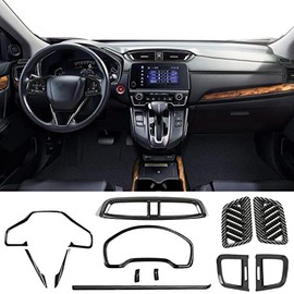 boltry for Honda CRV CR-V 2017~2021 Full Set of Car Interiors Instrument Panel Decorative Center Console Moulding Trim Air Outlet Automotive Steering Wheel Cover Accessories 12Pcs (Carbon Fiber)
