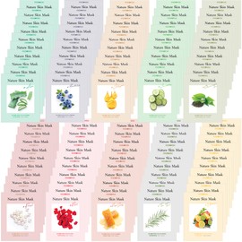 [ Nature Skin ] 100 Combo Pack Face Sheet Mask, Nude Sheet with Release Paper, Premium Quality Korean Facial Sheet Mask (10 x 10 Types                