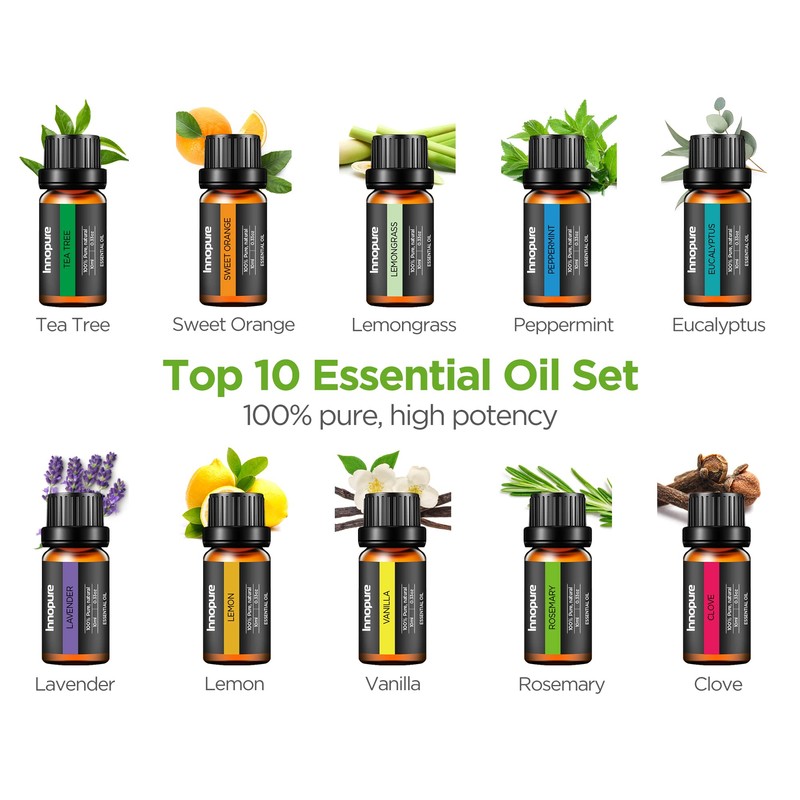 InnoGear Aromatherapy Diffuser & 10 Essential Oils Set, 400ml Diffuser